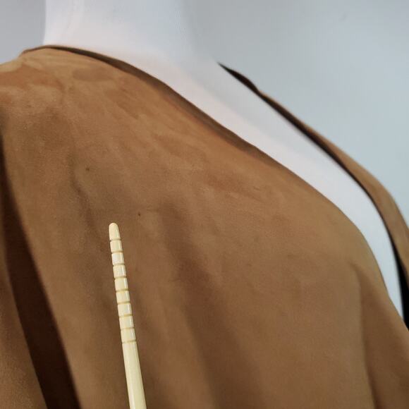 Eskandar Brown Suede Leather Tabard Vest Kimono Open Front Jacket Lagenlook O/S - Picture 4 of 16